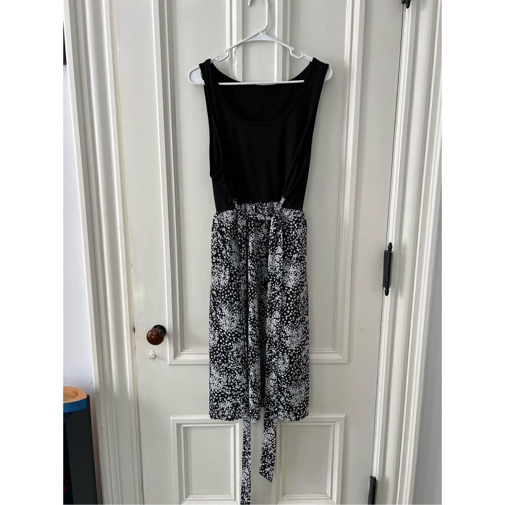Shein black ribbed tank and floral maxi dress w/ belt 3XL